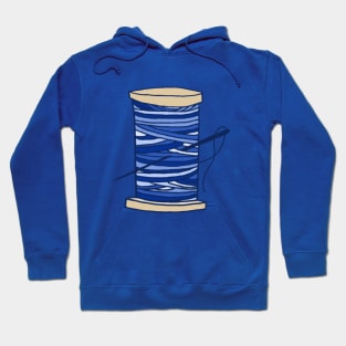 Thread Spool Japanese Ocean Wave (Ocean Blue) Hoodie